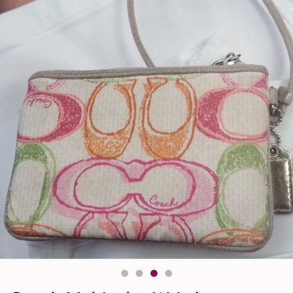 Vintage Coach Poppy Collection Colorful Watercolor Wristlet Bag EUC - Picture 4 of 10